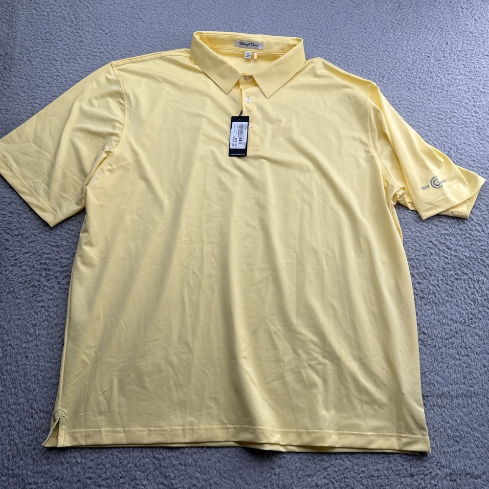 Straight Down Sullivan Polo Men 3XL Yellow NEW Performance Stretch Golf Shirt